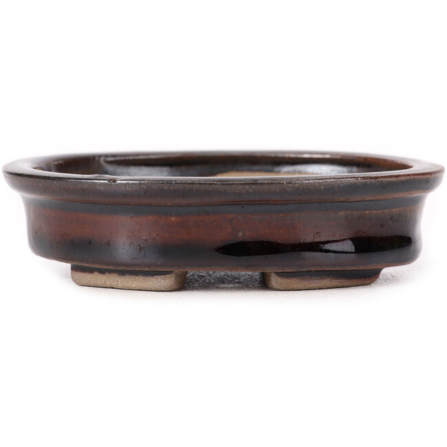 Pot à bonsaï ovale marron par Seto - 100 x 85 x 25 mm