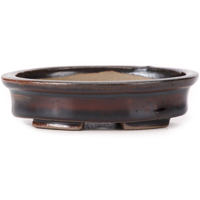 Ovale bruine bonsaipot van Seto - 100 x 85 x 25 mm