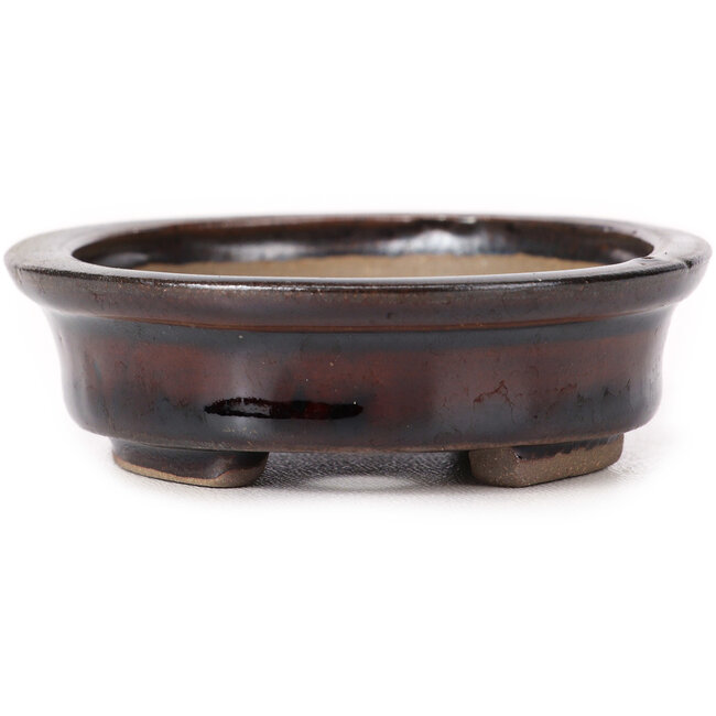 Vaso bonsai ovale marrone di Seto - 100 x 85 x 25 mm
