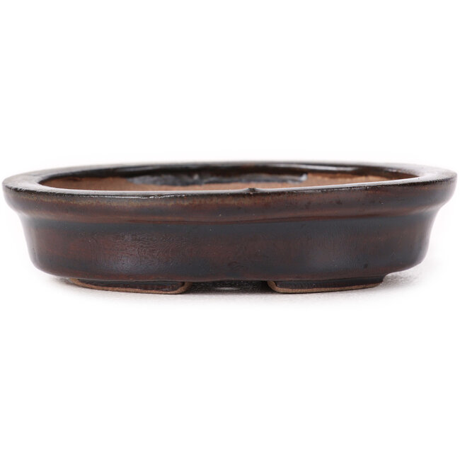 Oval brown bonsai pot by Seto - 100 x 90 x 25 mm