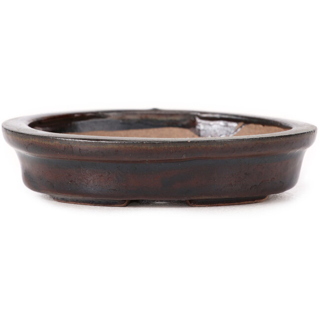 Ovale bruine bonsaipot van Seto - 100 x 90 x 25 mm