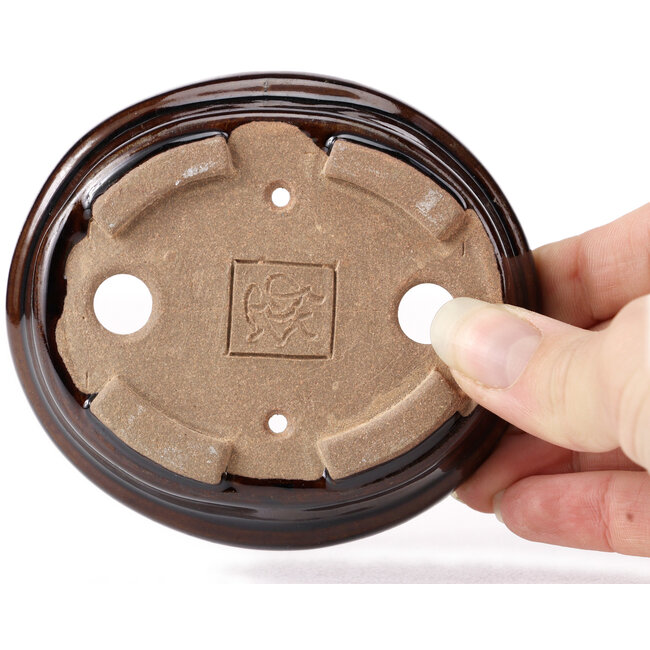 Vaso bonsai ovale marrone di Seto - 100 x 90 x 25 mm