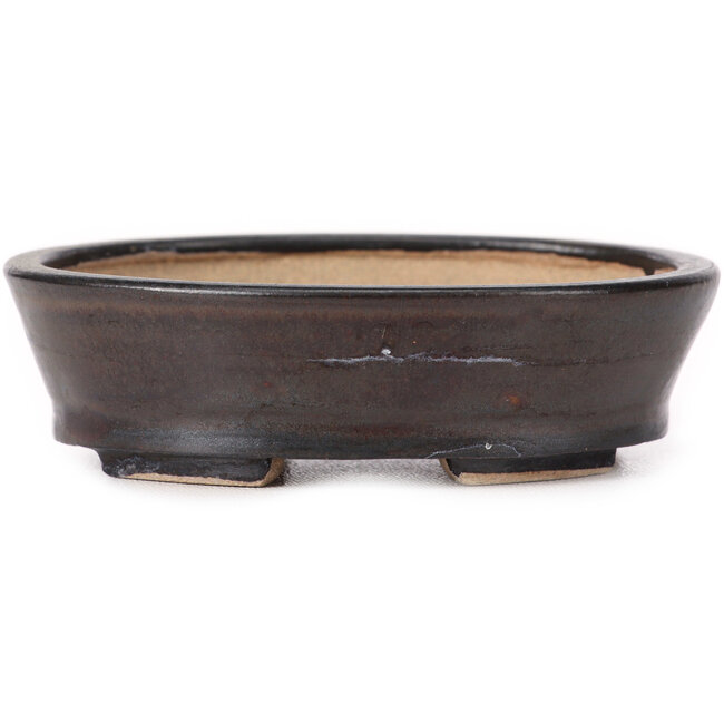 Oval brown bonsai pot by Seto - 100 x 80 x 30 mm