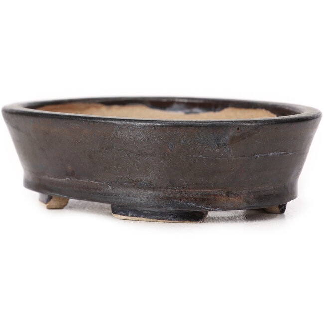 Maceta de bonsái marrón ovalada de Seto - 100 x 80 x 30 mm