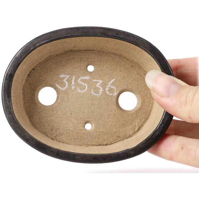 Ovale braune Bonsaischale von Seto - 100 x 80 x 30 mm