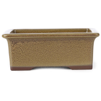 Seto Yaki 114 mm rectangular brown bonsai pot by Seto Yaki, Seto