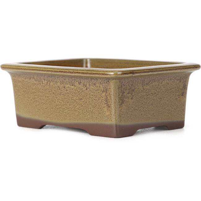 Rechthoekige bruine bonsaipot van Seto Yaki - 114 x 86 x 43 mm