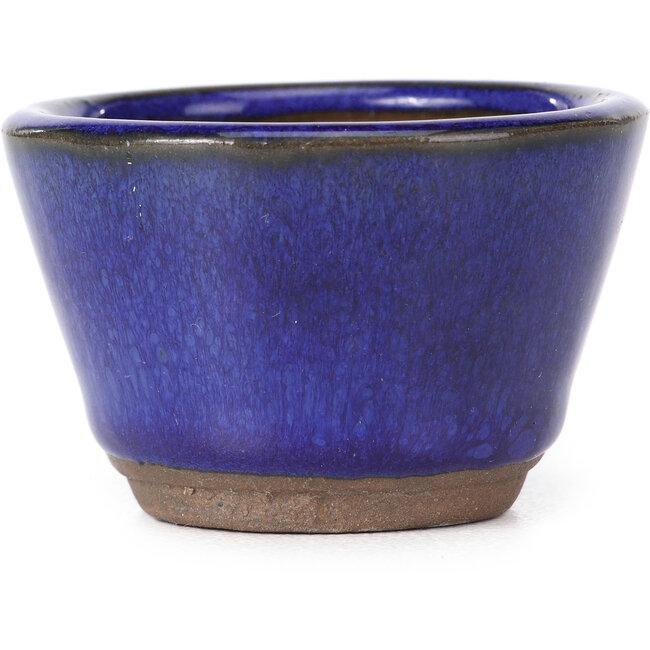 Round blue bonsai pot - 60 x 60 x 40 mm