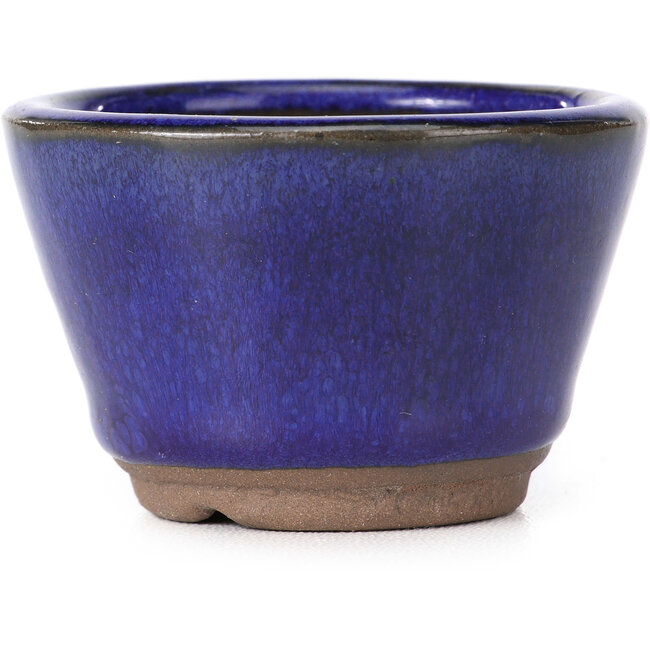 Round blue bonsai pot - 60 x 60 x 40 mm
