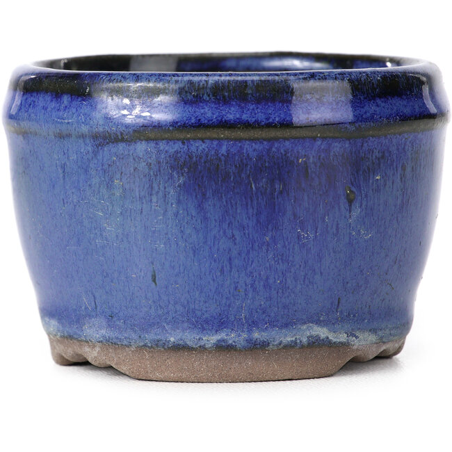 Round blue bonsai pot - 75 x 75 x 50 mm