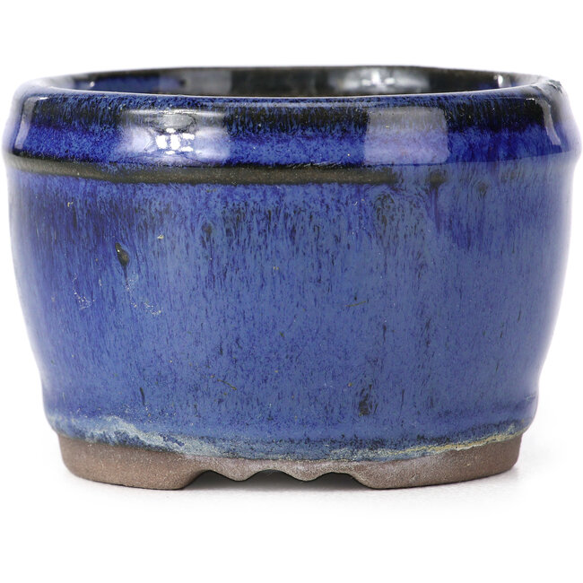 Round blue bonsai pot - 75 x 75 x 50 mm