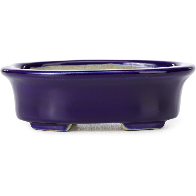 Vaso bonsai ovale blu di Terahata Satomi Mazan - 111 x 86 x 35 mm