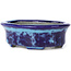 Ovale blaue Bonsaischale von Terahata Satomi Mazan - 111 x 86 x 35 mm