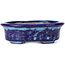 Oval blue bonsai pot by Terahata Satomi Mazan - 111 x 86 x 35 mm