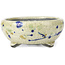 Round beige multicolor bonsai pot by Terahata Satomi Mazan - 134 x 134 x 55 mm