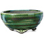 Round green and blue bonsai pot by Terahata Satomi Mazan - 117 x 117 x 55 mm