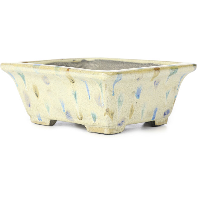 Maceta de bonsái multicolor beige rectangular de Terahata Satomi Mazan - 160 x 140 x 63 mm
