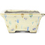 Pot à bonsaï rectangulaire beige multicolore par Terahata Satomi Mazan - 160 x 140 x 63 mm