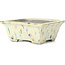 Rechthoekige beige multicolor bonsaipot van Terahata Satomi Mazan - 160 x 140 x 63 mm