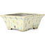 Pot à bonsaï rectangulaire beige multicolore par Terahata Satomi Mazan - 160 x 140 x 63 mm