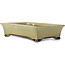 Maceta de bonsái rectangular beige craquelé de Terahata Satomi Mazan - 300 x 207 x 75 mm