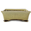 Maceta de bonsái rectangular beige craquelé de Terahata Satomi Mazan - 300 x 207 x 75 mm