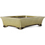 Maceta de bonsái rectangular beige craquelé de Terahata Satomi Mazan - 300 x 207 x 75 mm