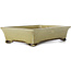 Maceta de bonsái rectangular beige craquelé de Terahata Satomi Mazan - 300 x 207 x 75 mm