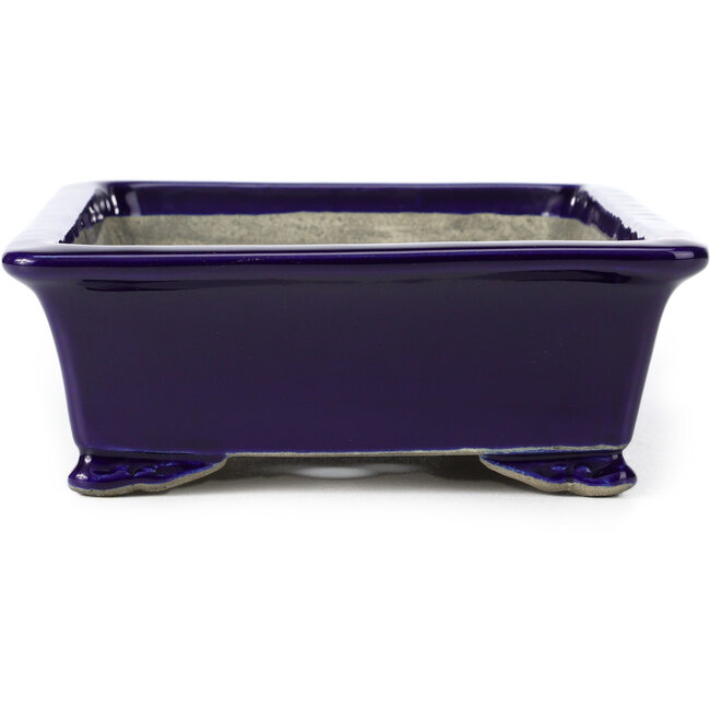 Rechteckige blaue Bonsaischale von Terahata Satomi Mazan - 286 x 194 x 70 mm