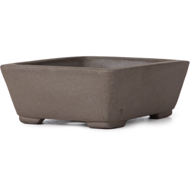 Vaso bonsai rettangolare non smaltato di Terahata Satomi Mazan - 150 x 124 x 55 mm
