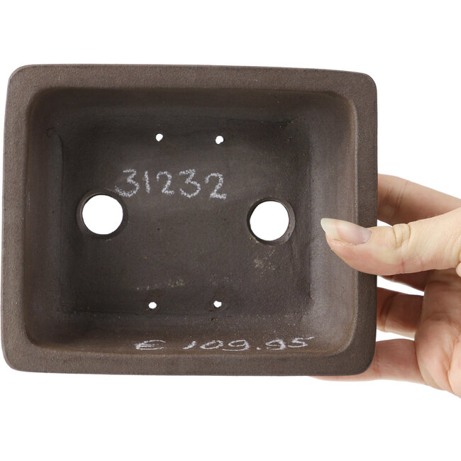 Rechthoekige ongeglazuurde bonsaipot van Terahata Satomi Mazan - 150 x 124 x 55 mm