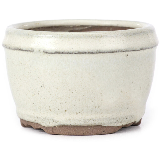 Round off-white bonsai pot - 75 x 75 x 50 mm