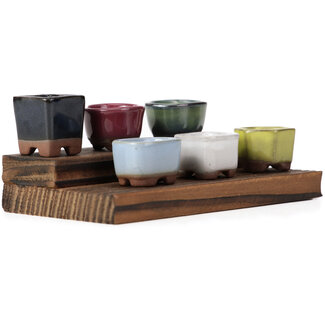 Seto Yaki Set of 6 small pots 16 - 21 mm