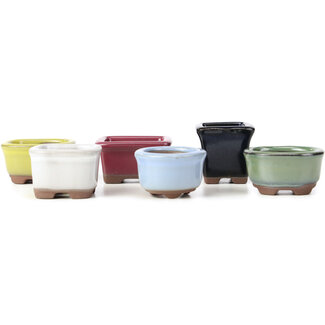 Seto Yaki Set of 6 small pots 30 - 39 mm