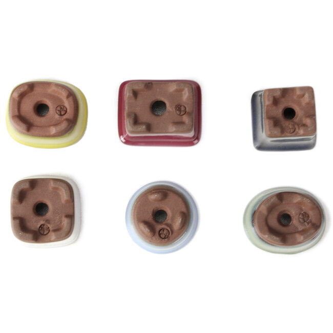 Set of 6 small bonsai pots between 30 and 39 mm from Seto Yaki, Japan.