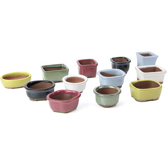 Seto Yaki Set of 12 small pots 40 - 55 mm