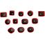 Set aus 12 kleinen roten Bonsaischalen zwischen 40 und 55 mm von Seto Yaki, Japan.