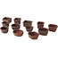 Set of 12 small unglazed bonsai pots between 40 and 55 mm from Seto Yaki, Japan.