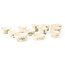  Bunzan Set of 12 small white pots 40 - 55 mm, depicting a scene with landscape