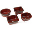 Set of 4 red bonsai pots between 100 and 106 mm from Seto Yaki, Japan.