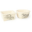 Set of 4 white bonsai pots between 100 and 106 mm from Seto Yaki, Japan, depicting a scene with landscape.