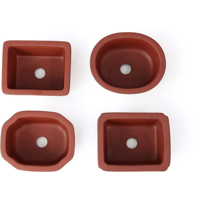Set of 4 bonsai pots between 100 and 106 mm from Seto Yaki, Japan.