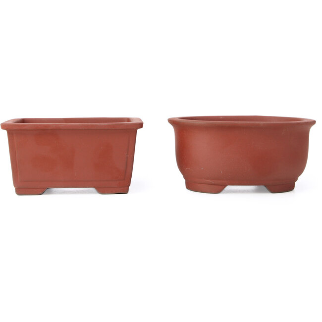 Set van 4 bonsaipotten tussen 100 en 106 mm van Seto Yaki, Japan.