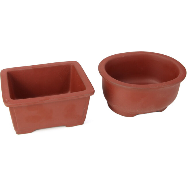 Set of 4 bonsai pots between 100 and 106 mm from Seto Yaki, Japan.