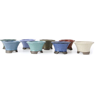 Seto Yaki Set of 8 round pots 95 - 95 mm