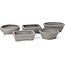 Set of 10 unglazed bonsai pots between 90 and 134 mm from Seto Yaki, Japan.