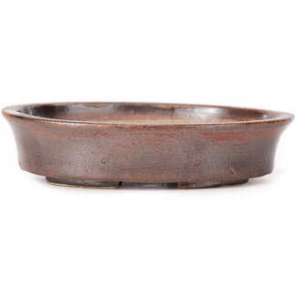 Seto 102 mm oval brown bonsai pot by Seto, Japan