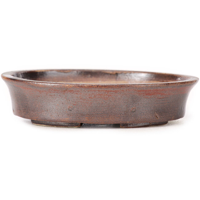 Oval brown bonsai pot by Seto - 102 x 86 x 24 mm