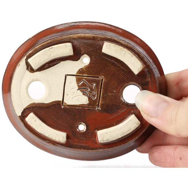 Vaso bonsai ovale marrone di Seto - 102 x 86 x 24 mm