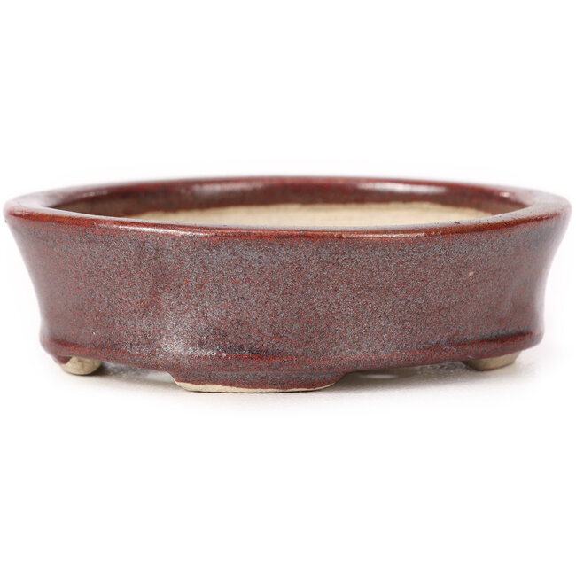 Oval brown bonsai pot by Seto - 83 x 74 x 24 mm